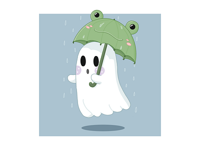 Emoji Challenge 🐸👻☔️ challenge character design cute emoji frog ghost illustration procreate rain