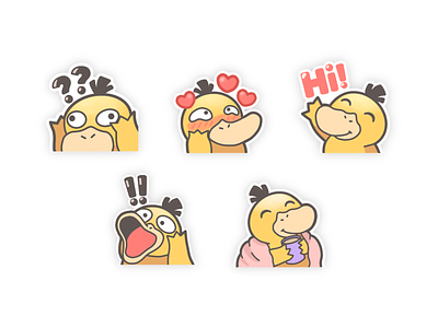 Psyduck Emotes cute digital art emote emotes graphic design illustration pokemon psyduck twitch