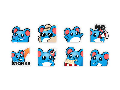 Marill Emotes 2 cute digital art discord emoji emote illustration pokemon procreate twitch