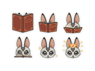 Twitch Badges animal badge badges book cute digital art emote emotes graphic design illustration procreate twitch