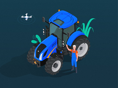 Isometric tractor illustration