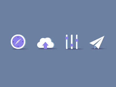 Icon set for a new personal project 3d cloud compass icons paperplane settings shadow white