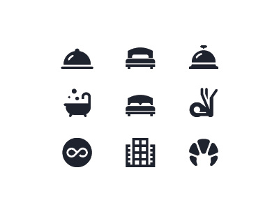 Hotel related icons fitness flat glyph hotel iconalone icons popcic travel vacation vector