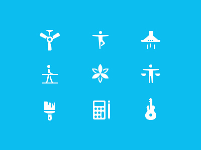 Thumbtack icons accounting fitness guitar icons kitchen man music people person pilates vector yoga