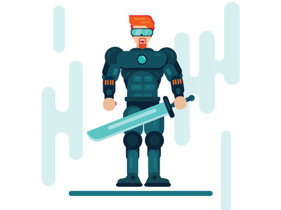 Flat Superhero Game Character assassin cartoon character flat design game character guardian robot superhero video game