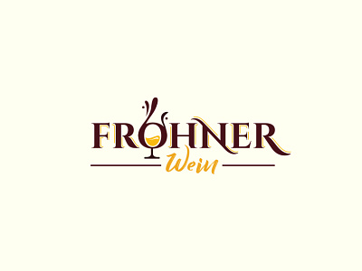FROHNER WEIN calligraphy logo logodesign minimalist logo modern typeface retro logo typogaphy vine logo vintage logo wine glass wine logo