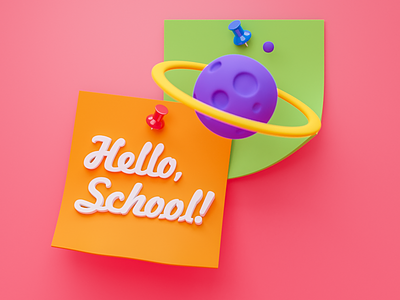Hello School! 3d 3d art advertising blender design illustration logo ui web design