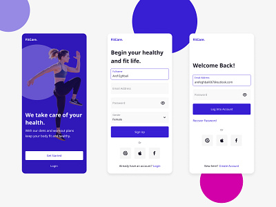 Fitness App figma fitness fitness app landing page mobile ui uiux ux