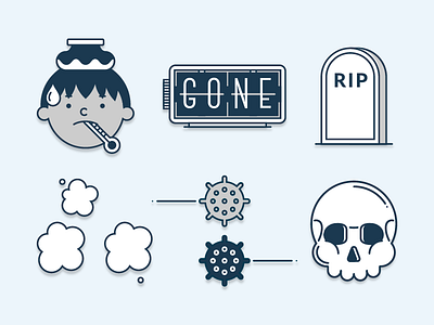 Random Illustration Assets design flat grave icon illustration kid line medical sick skull tombstone ui vector virus