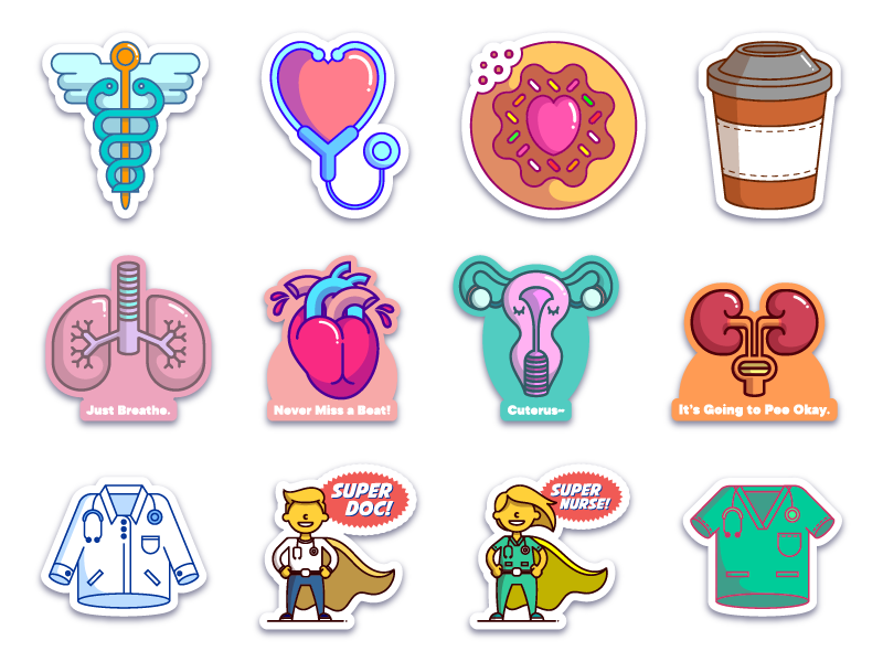 Medical Stickers by Lark Vasquez on Dribbble
