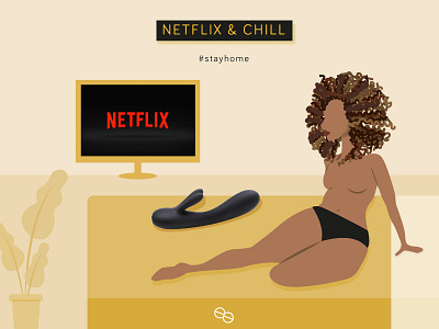 Stay home and netflix & chill cartoon character design illustration mexico naked netflix sexy stayhome vector woman