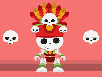 Mictlantecuhtli - god of the dead cartoon character children illustration cute day of the dead design diadelosmuertos flat illustration illustrator mexican mexico skulls