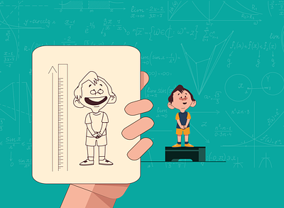 Measuring the height boy charachter design character design height illustration illustrator measurement motiongraphics pediatrician sketch vector