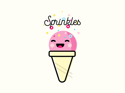 Sprinkles Ice cream cute design graphic design ice cream illustration kawaii logo design logotype typography