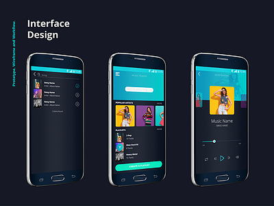 Music App Interface app colorful list minimal music play