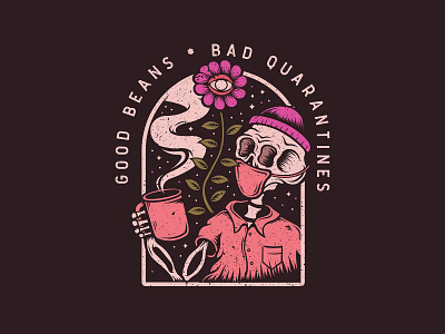 Good Beans, Bad Quarantines beans coffee design hand drawn illustration quarantine skull