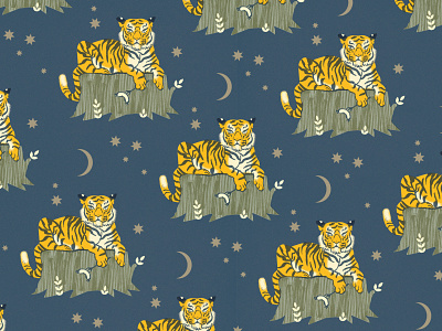 Feed your husband to the tigers design illustration pattern texture tiger vector vintage wallpaper