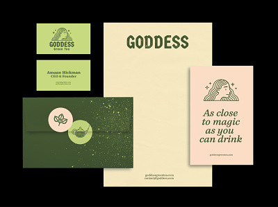 Goddess Green Tea branding design icon illustration logo pattern texture vector vintage