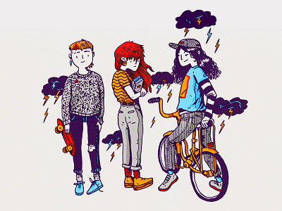 Cool Kids illustration kids people skate storm