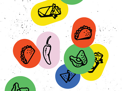 mexican restaurant stickers avacado branding burrito chips design food food app illustration jalapeno pattern restaurant stickers taco texture