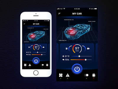 Car Control Concept App app car dark futuristic mobile modern ui ux ux design