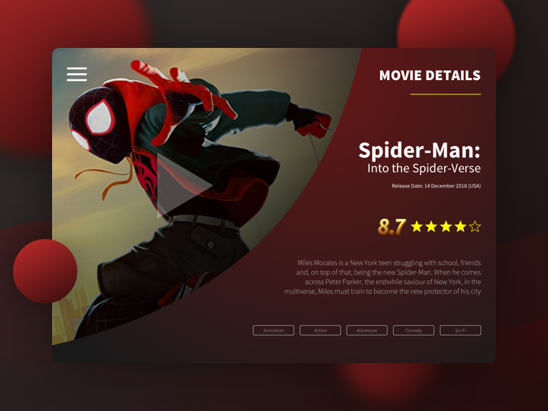 Spider-man Movie movie card movie app movie web concept header futuristic dark banner ux design ui app