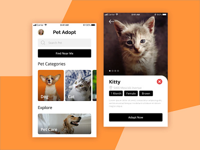 Pet Adoption App animal animals app clean concept dark design futuristic ios minimal mobile pet ui ux