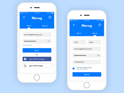 Sign in and Sign up Forms app blue clean concept daily daily challange design ios material mobile sign in sign up ui ux