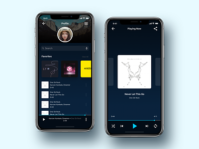 Music Player Profile app clean concept dark design ios mobile music music player profile ui ux