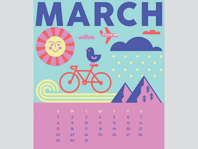 March 2020 Calendar Page graphic design illustration march