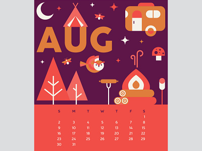 August 2020 Calendar Page calendar design for good graphic design icon design illustration outdoor adventure outdoors