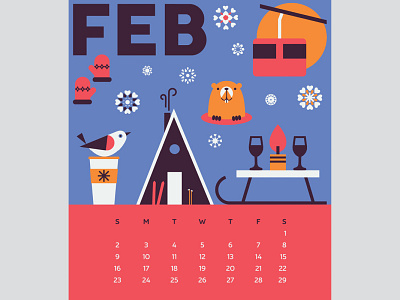 2020cal FEB calendar design february graphic design illustration snowflakes winter