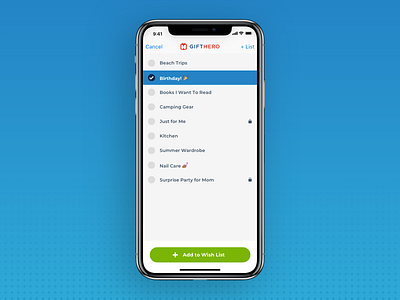 Gift Hero Add To Wish List App for iOS and Android android app gift hero gifthero ios ui wish list wishlist