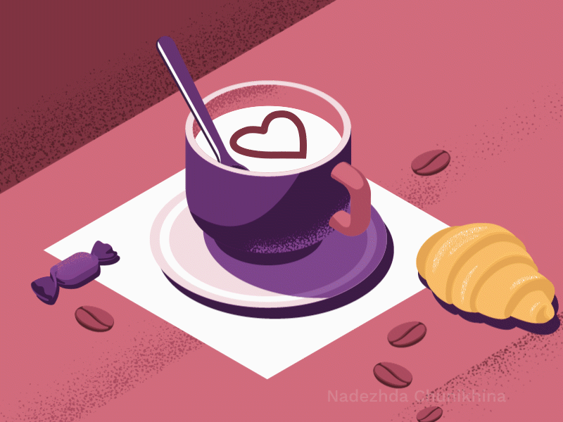 Coffee animated animated gif croissant food illustration gif isometric motiongraphics vector