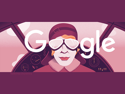 Amelia Earhart 8thmarch animation google doodle graphic motiongraphics people woman illustration woman portrait