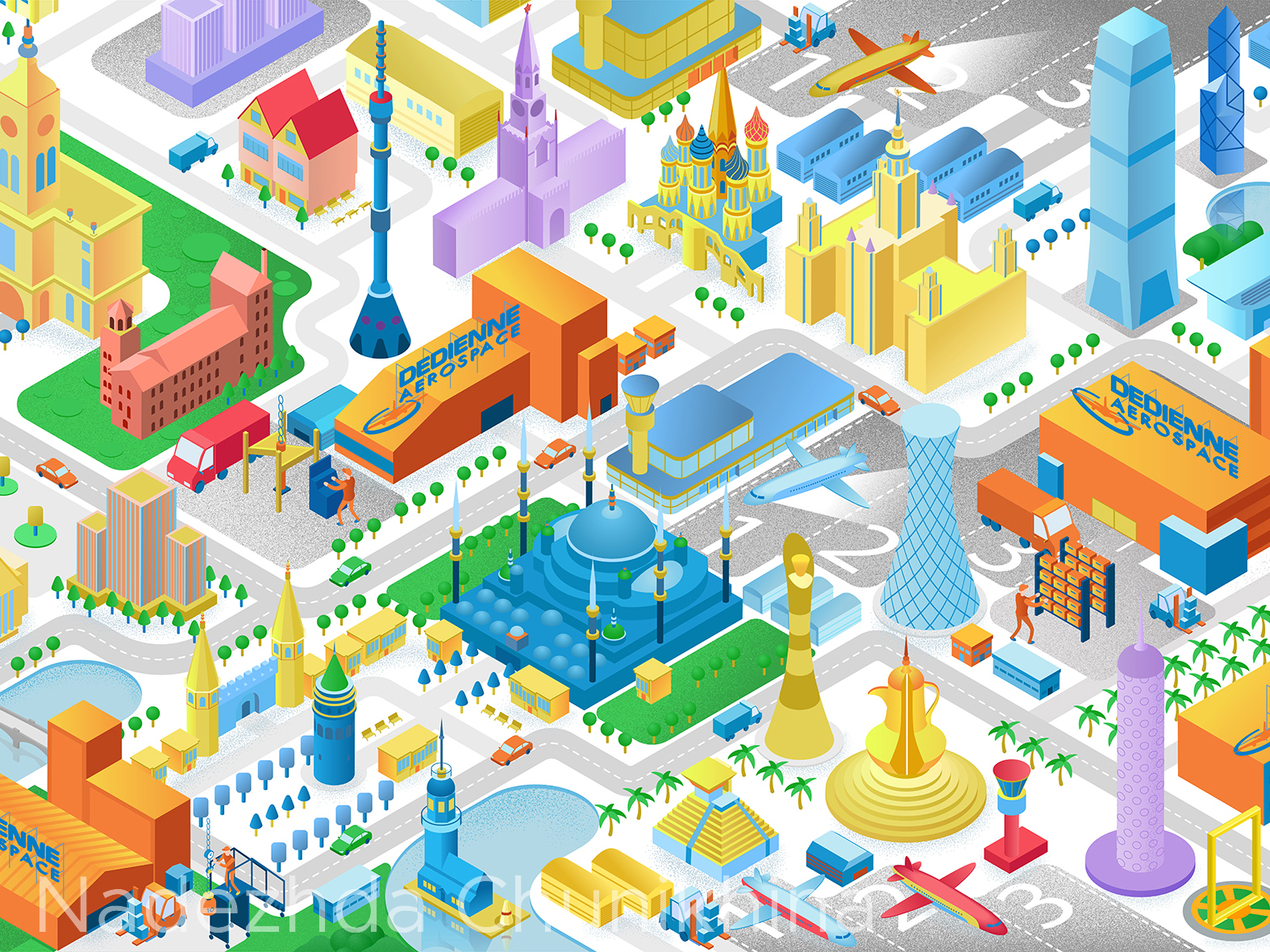 Map with cities illustration by Nadya Chunikhina on Dribbble