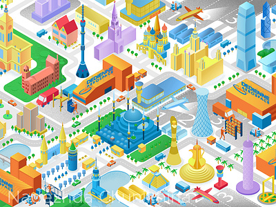 Map with cities illustration 3d design illustration isometric maps vector world