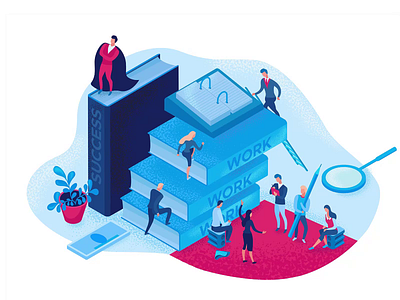 Successful career 3d career design illustration isometric job people success vector work