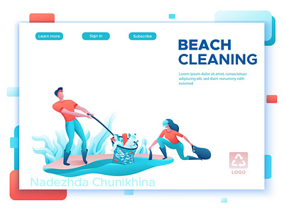 Beach cleaning beach cleaning design ecology illustration people vector volunteers