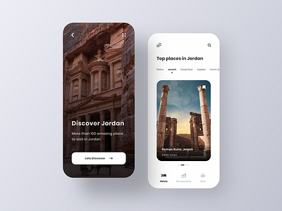 Discover Jordan app clear design discover homepage jarash jordan petra splash screen tourism ui ux