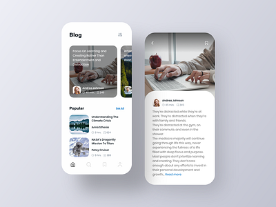 Blog App app article article page blog blogger blogging clear design home page ui ux vector