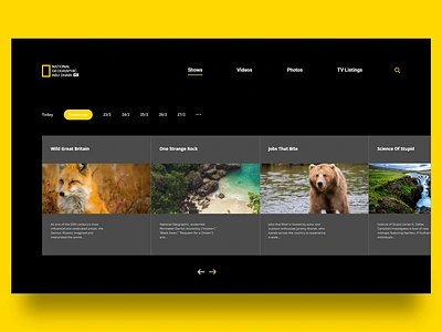 Nat Geo AD - TV Listing design nat geo nat geo ad national geographic abu dhabi redesign tv tv list ui ux vector web