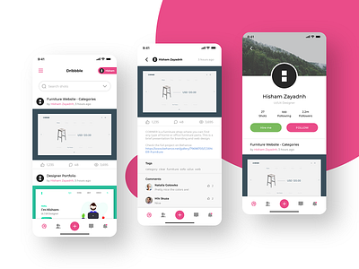 Dribbble app redesign by Hisham Zayadneh on Dribbble