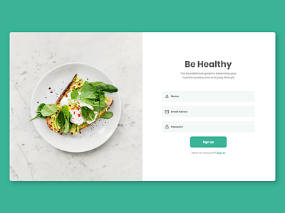 Signup Page clear design food signup signup page ui ux vector