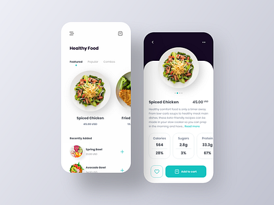 Healthy Food - Delivery App app cart clear delivery details details page food healthy food home page minimal shop shopping shopping cart ui ux