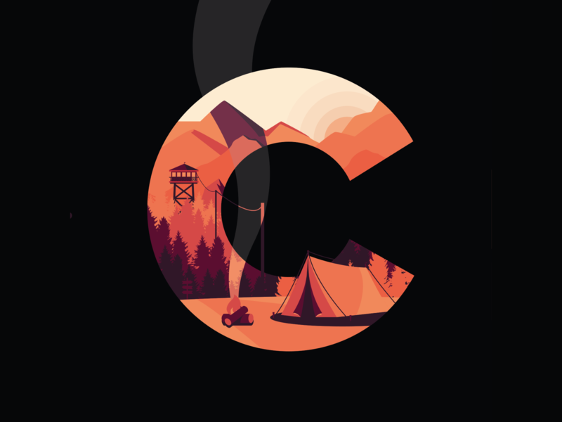 36 Days Of Type- C 36days 36daysoftype 36daysoftype07 campfire camping fire firewatch firewatchgame forest graphic design graphicdesign illustration lettering tent typography