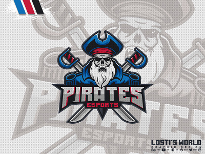 Pirates eSports art artwork branding cowboy design digital art lostis world logo mascot rifle vector