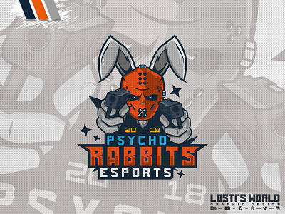 Psycho Rabbits eSports art artwork branding design digital art lostis world mascot esports guns logo mascot rabbit rabbits vector
