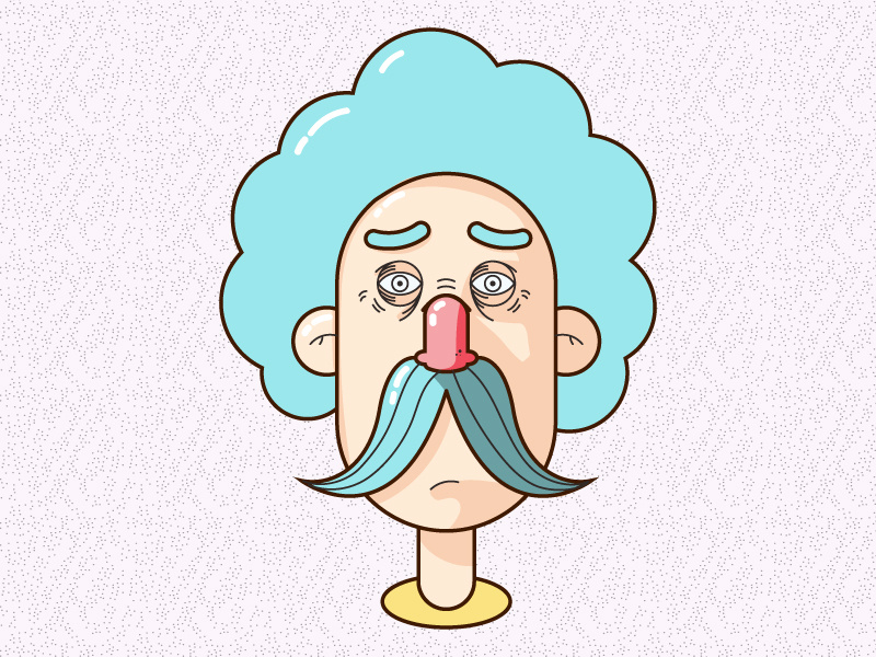 Mr Moustache - V2 retro vintage cool simple hipster moustache illustration fun flat colorful afro
