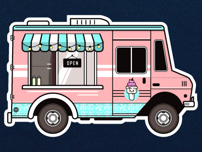Nice Cream colorful cool flat food truck fun ice cream illustration illustrator pink simple vintage